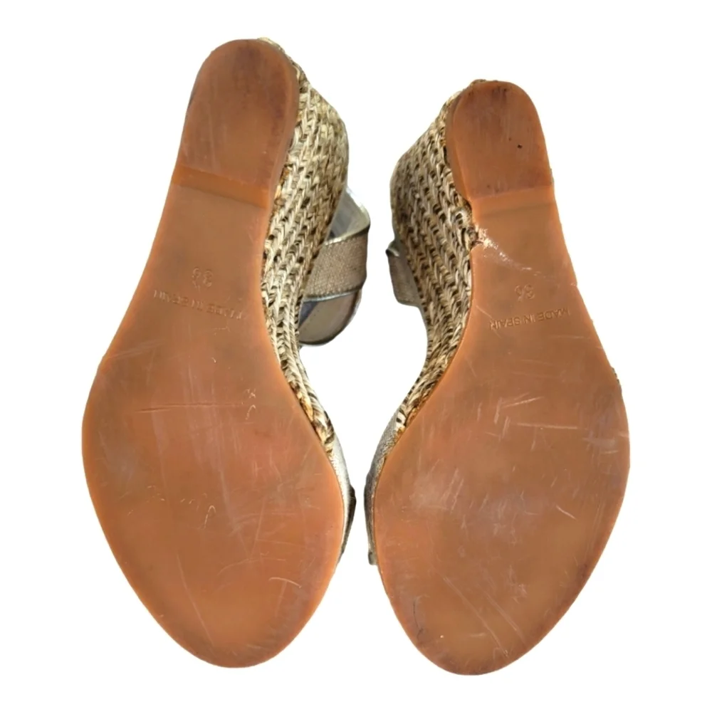 MAYPOL Pewter Espadrille Wedge Ankle‎ Strap Sandals